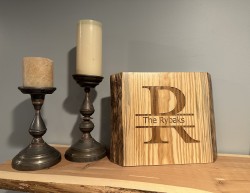 Live Edge Wood Monogram Plaque